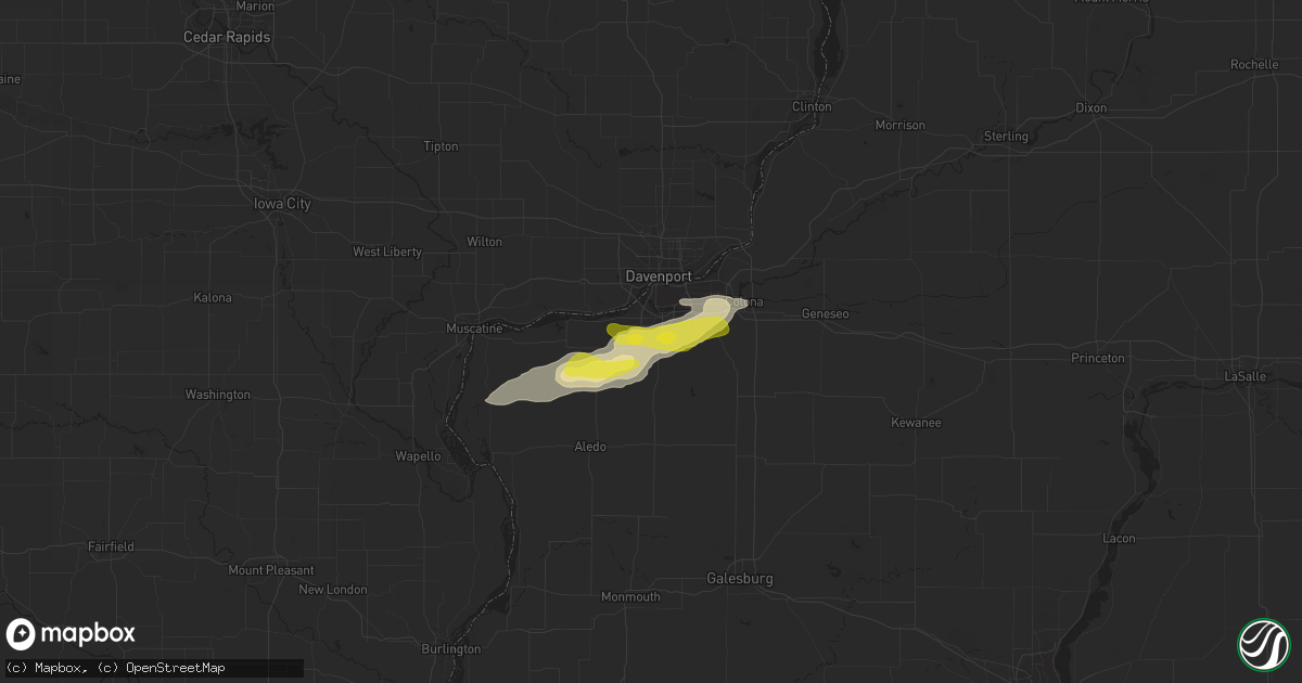 Hail map in Milan, IL on May 25, 2019