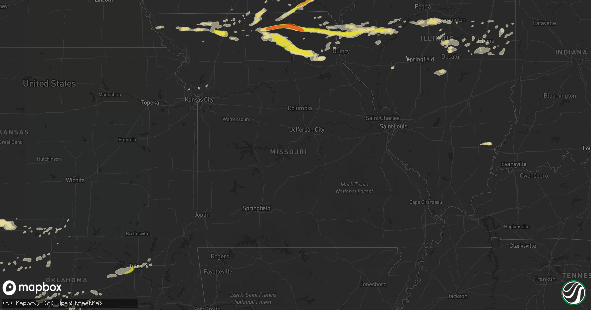 Hail map in Missouri on May 25, 2019