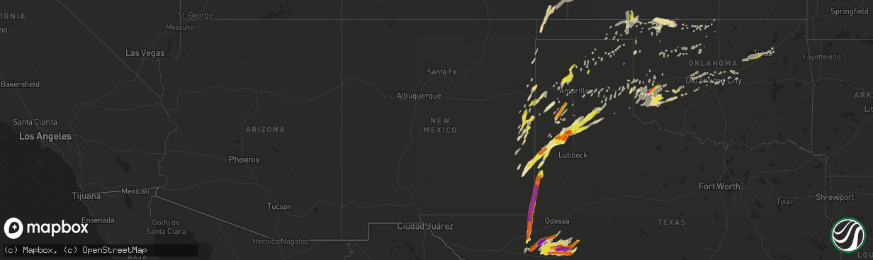 Hail map in New Mexico on May 25, 2019