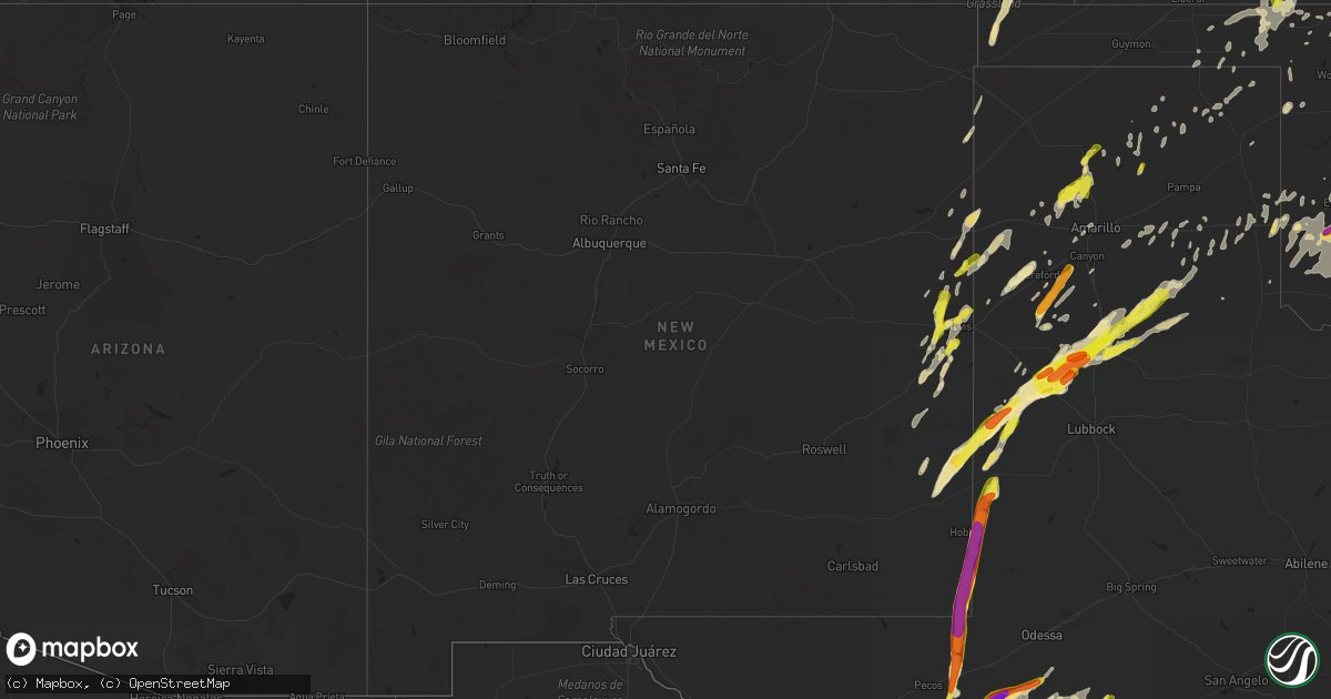 Hail map in New Mexico on May 25, 2019