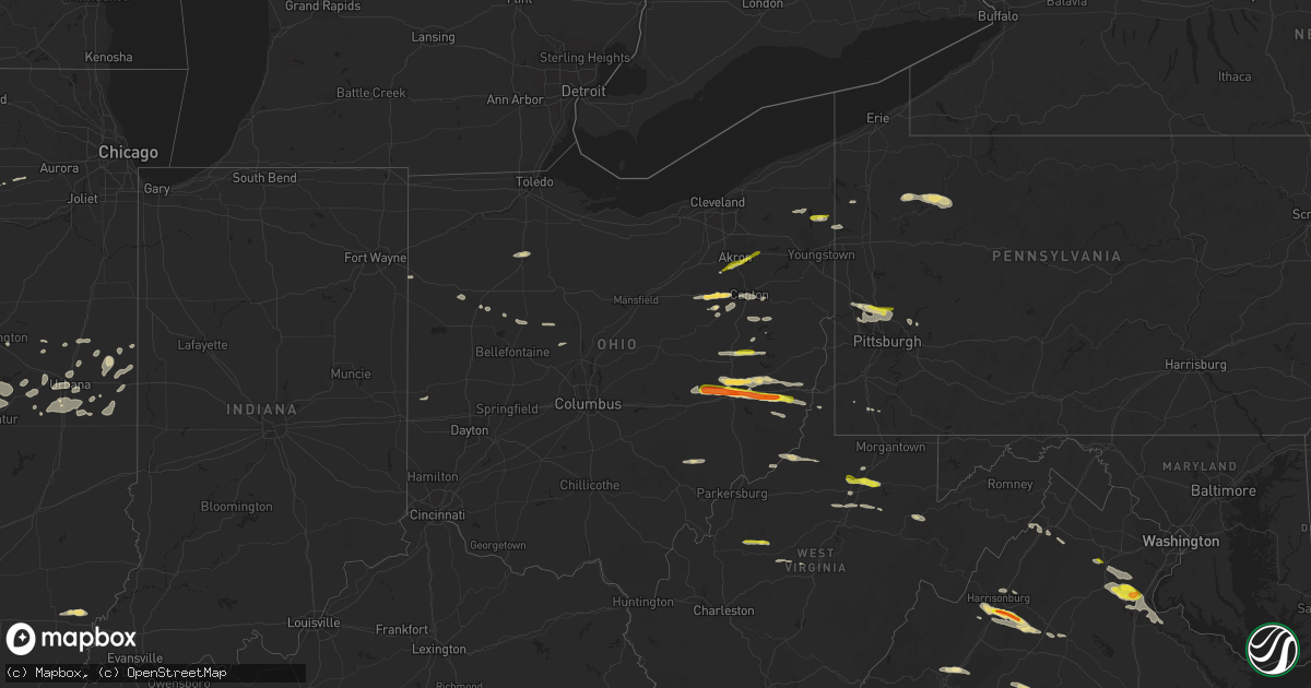 Hail map in Ohio on May 25, 2019