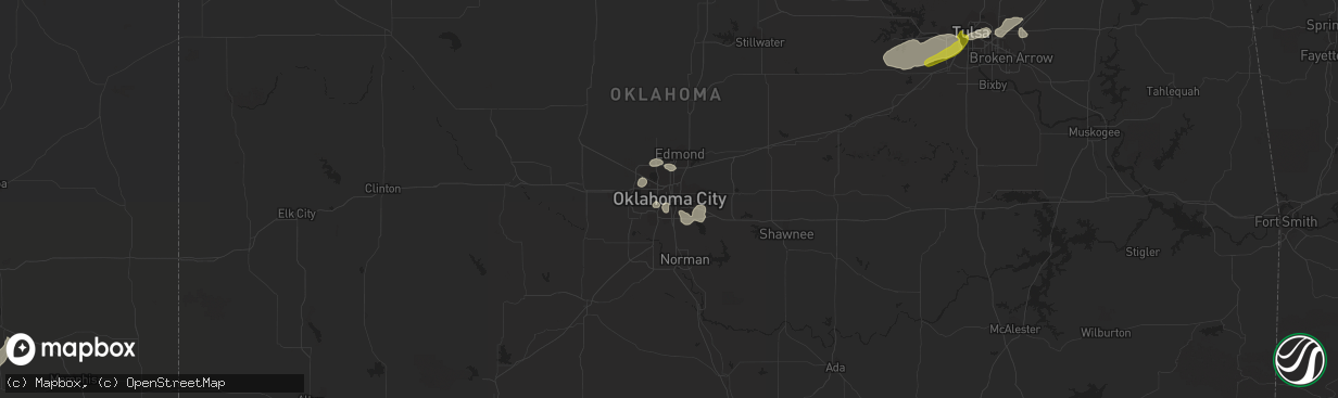 Hail map in Oklahoma City, OK on May 25, 2019