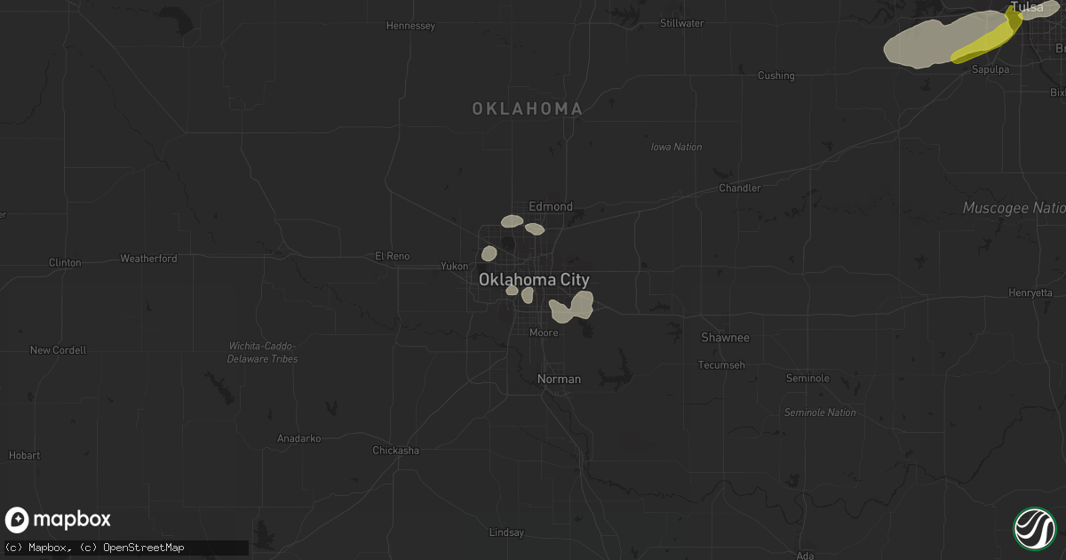 Hail map in Oklahoma City, OK on May 25, 2019