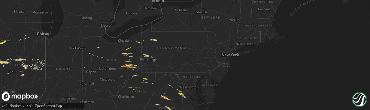 Hail map in Pennsylvania on May 25, 2019