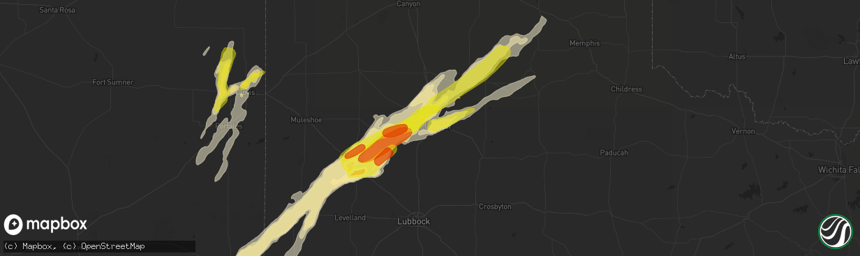 Hail map in Plainview, TX on May 25, 2019