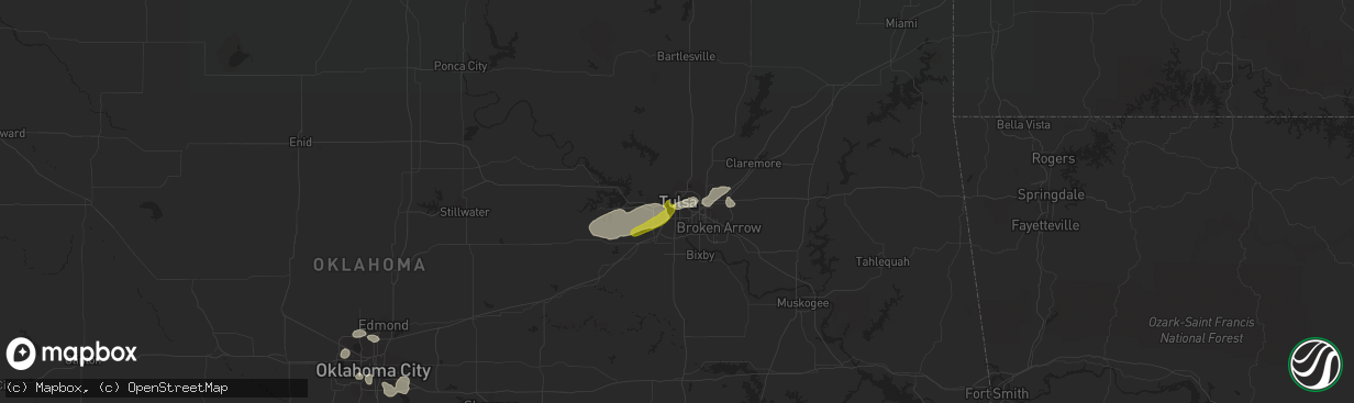 Hail map in Tulsa, OK on May 25, 2019