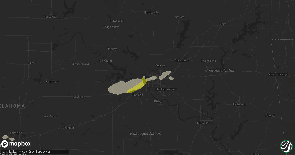 Hail map in Tulsa, OK on May 25, 2019