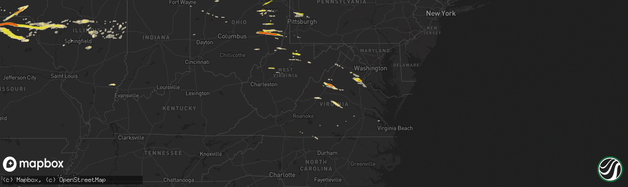 Hail map in Virginia on May 25, 2019