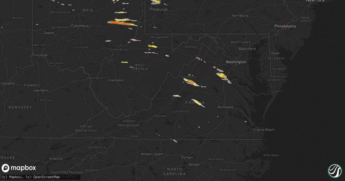 Hail map in Virginia on May 25, 2019