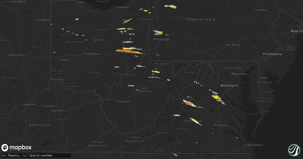 Hail map in West Virginia on May 25, 2019