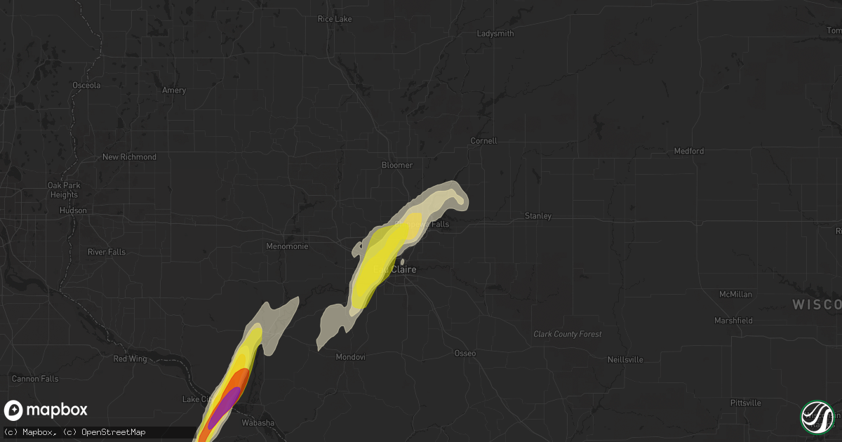 Hail map in Chippewa Falls, WI on May 25, 2020
