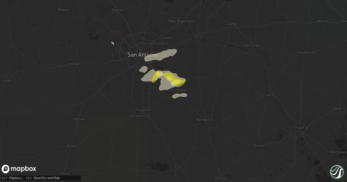 Hail map in Floresville, TX on May 25, 2020