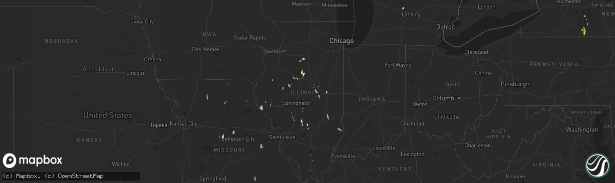 Hail map in Illinois on May 25, 2020