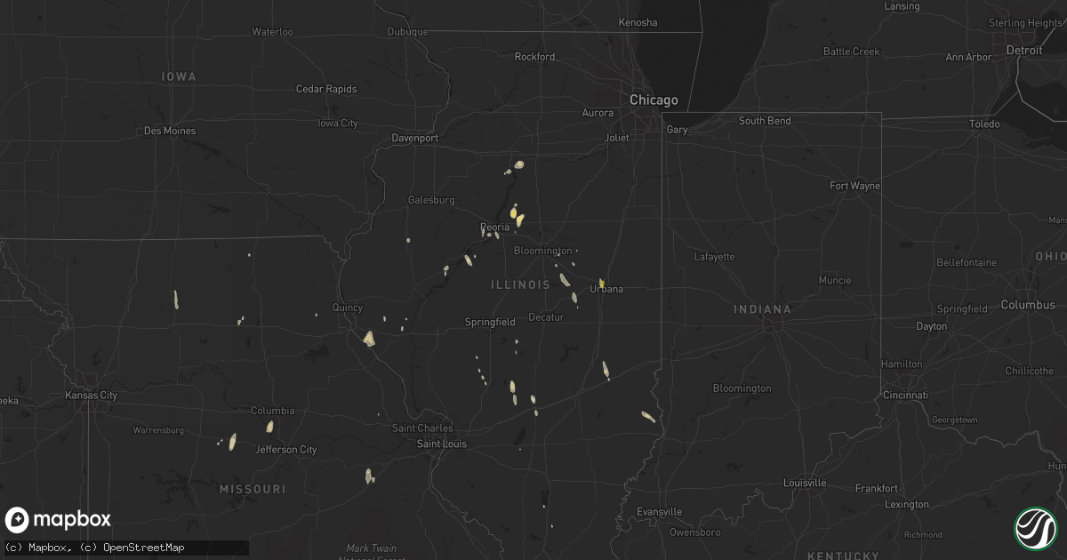 Hail map in Illinois on May 25, 2020