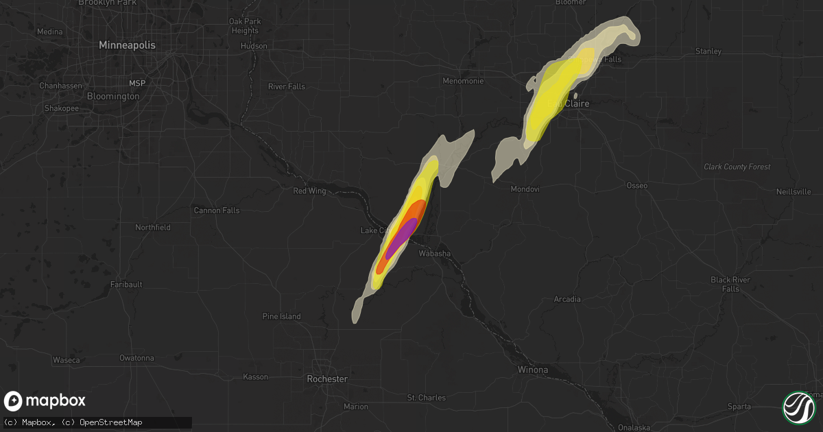 Hail map in Pepin, WI on May 25, 2020