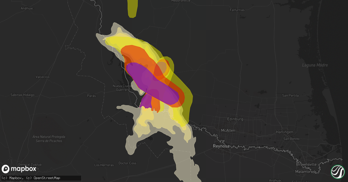 Hail map in Rio Grande City, TX on May 25, 2020
