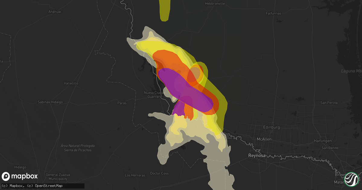 Hail map in Roma, TX on May 25, 2020