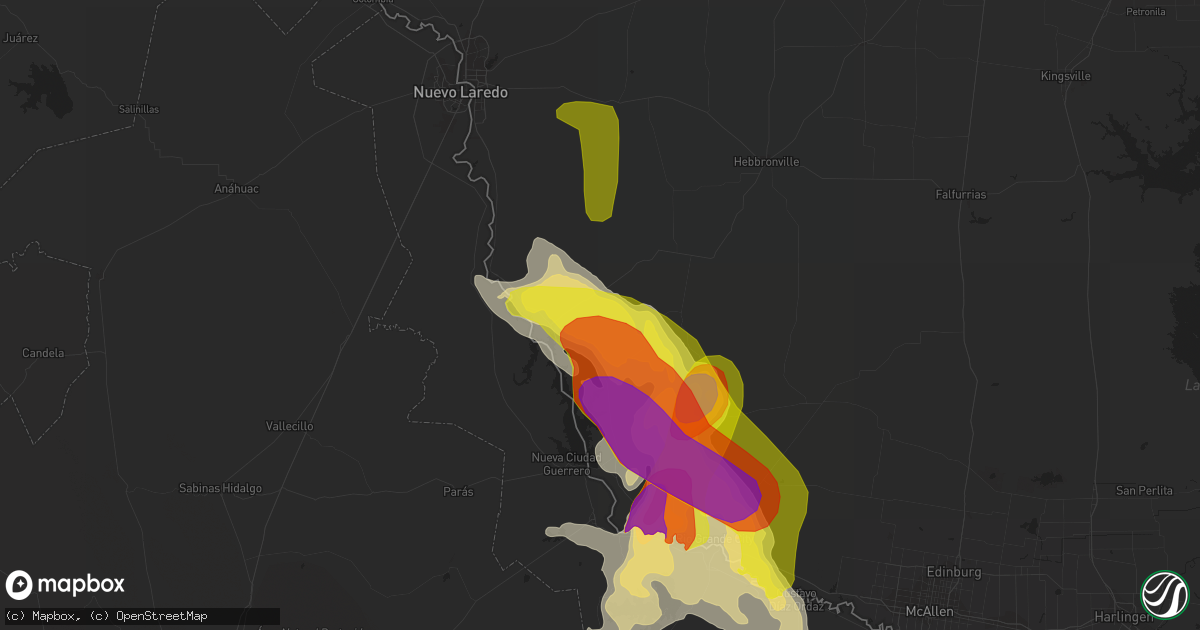 Hail map in Zapata, TX on May 25, 2020