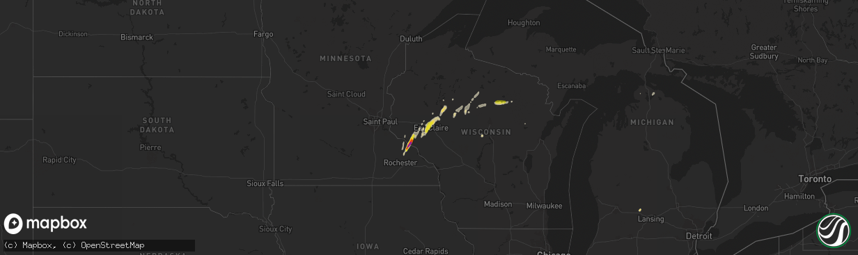 Hail map on May 25, 2020