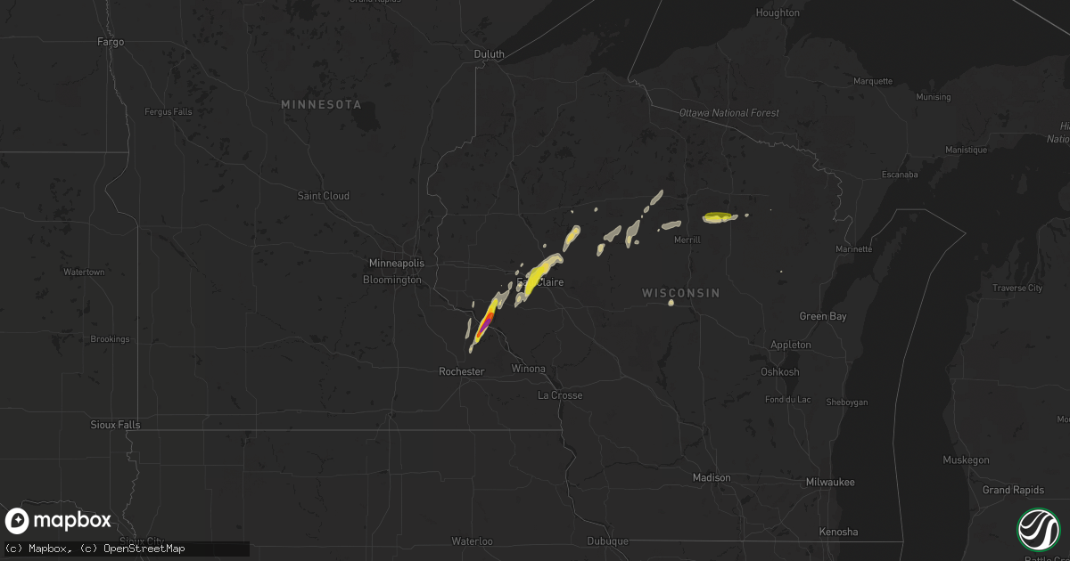 Hail map on May 25, 2020