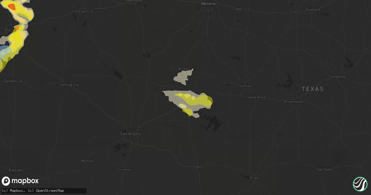 Hail map in Ballinger, TX on May 25, 2021