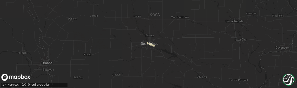 Hail map in Des Moines, IA on May 25, 2021