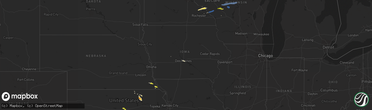 Hail map in Iowa on May 25, 2021