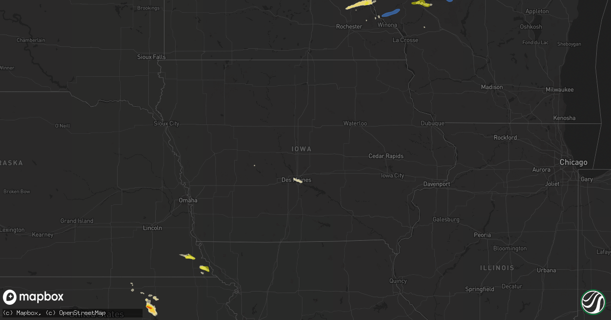 Hail map in Iowa on May 25, 2021