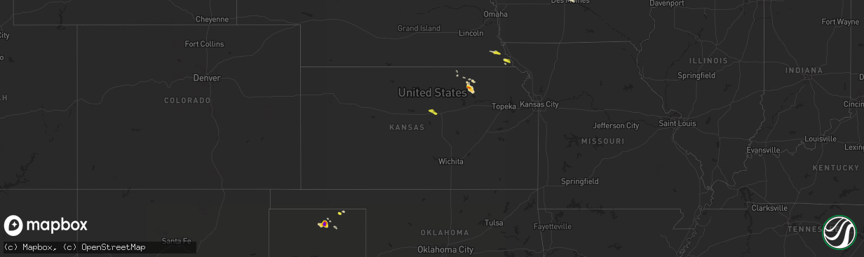 Hail map in Kansas on May 25, 2021