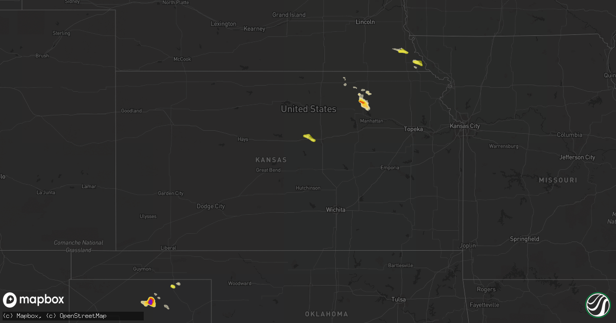 Hail map in Kansas on May 25, 2021