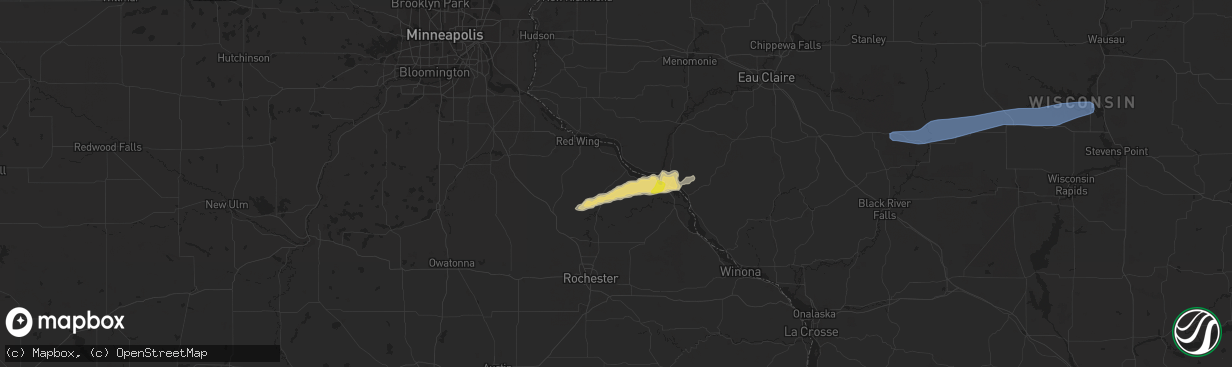 Hail map in Lake City, MN on May 25, 2021