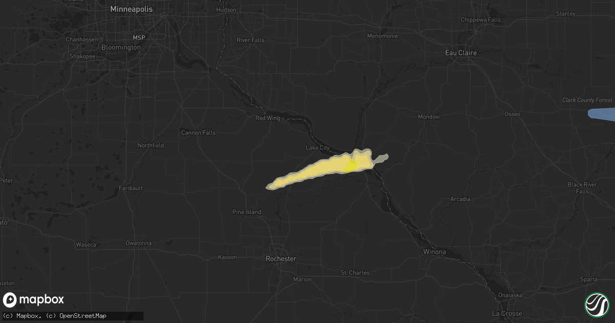 Hail map in Lake City, MN on May 25, 2021