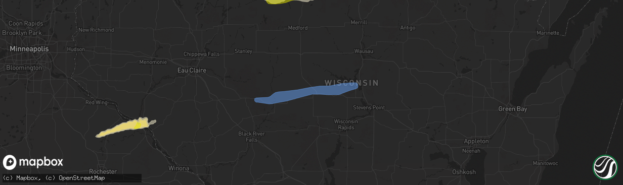 Hail map in Marshfield, WI on May 25, 2021