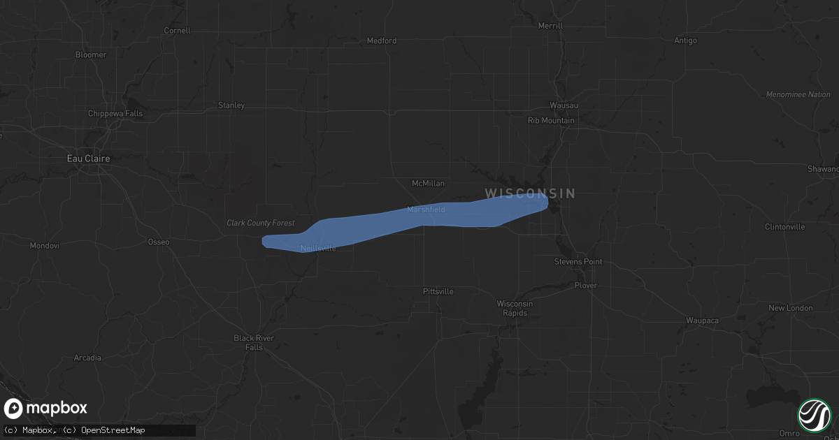 Hail map in Marshfield, WI on May 25, 2021