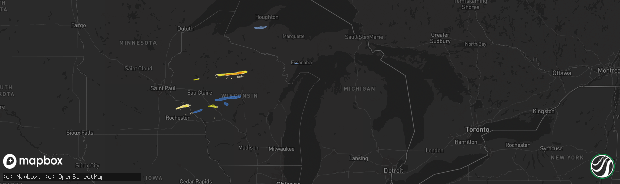 Hail map in Michigan on May 25, 2021