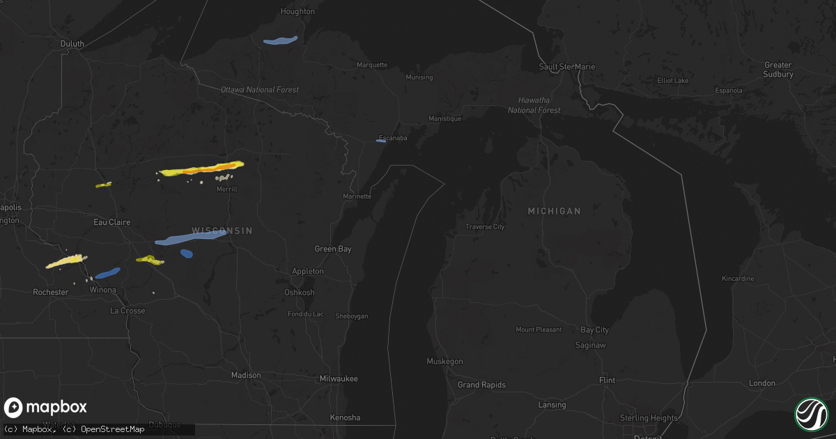 Hail map in Michigan on May 25, 2021