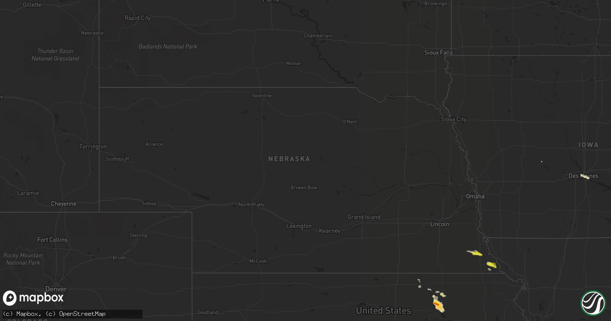 Hail map in Nebraska on May 25, 2021