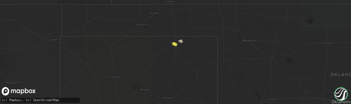 Hail map in Perryton, TX on May 25, 2021