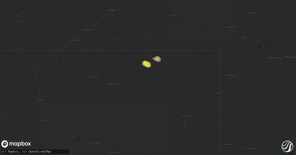 Hail map in Perryton, TX on May 25, 2021
