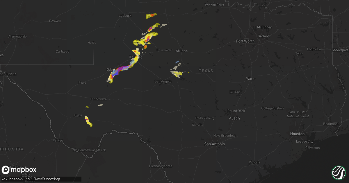 Hail map in Texas on May 25, 2021