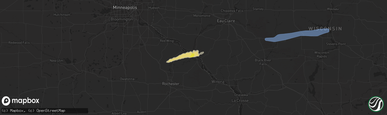 Hail map in Wabasha, MN on May 25, 2021