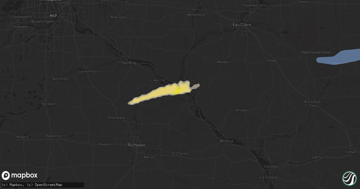 Hail map in Wabasha, MN on May 25, 2021