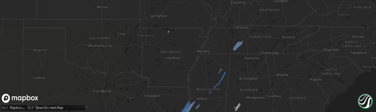 Hail map in Tennessee on May 25, 2022
