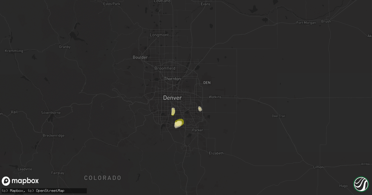 Hail map in Aurora, CO on May 25, 2023