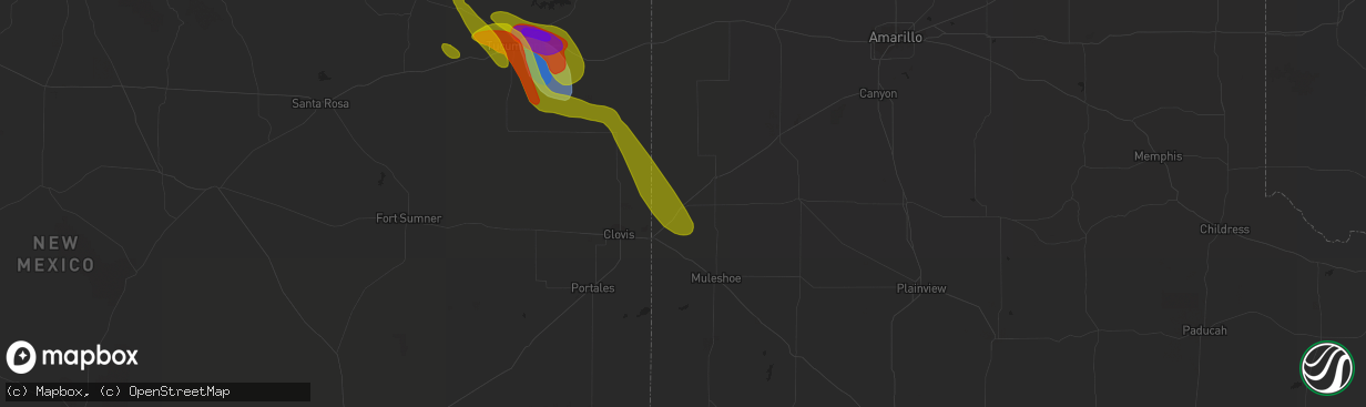Hail map in Bovina, TX on May 25, 2023