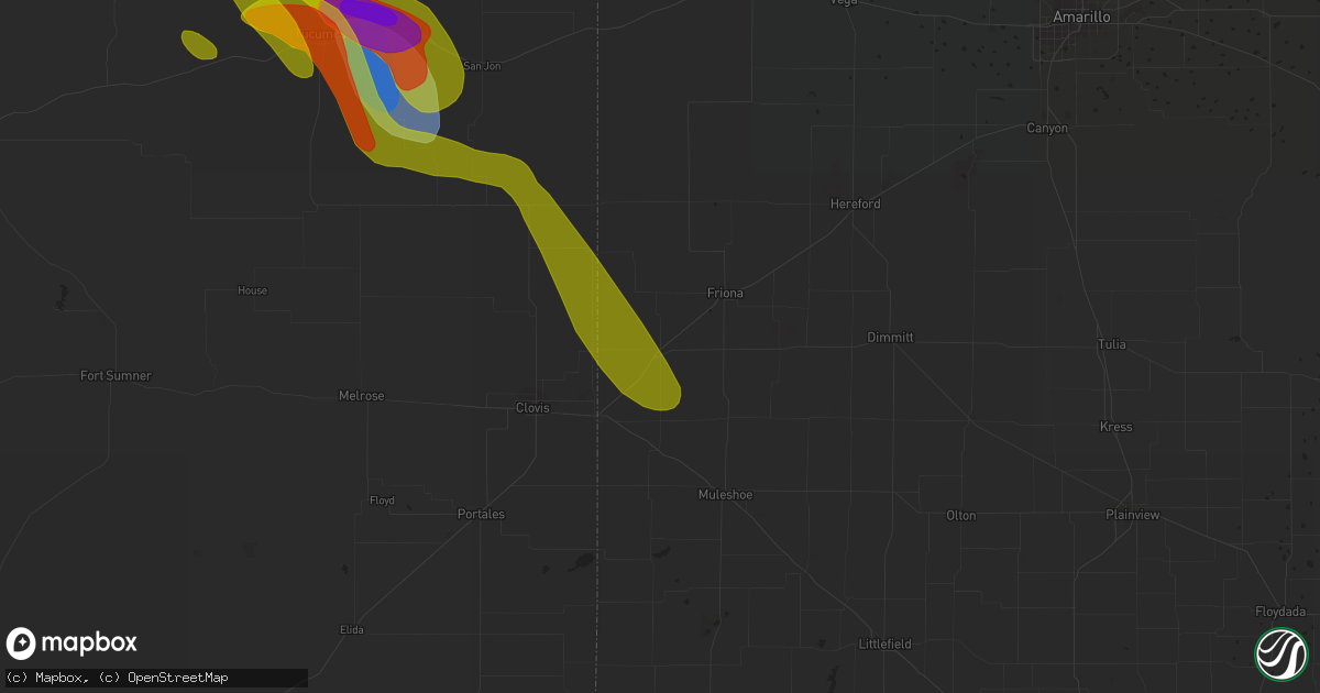 Hail map in Bovina, TX on May 25, 2023