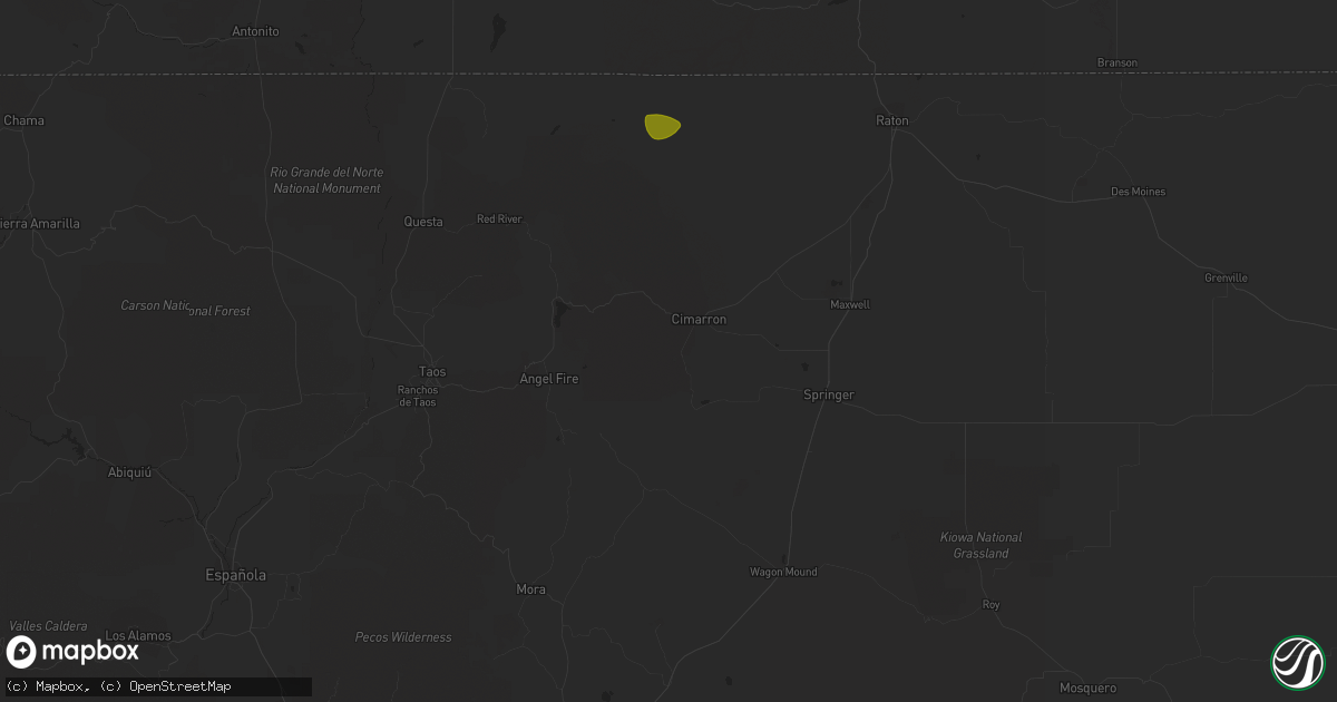 Hail map in Cimarron, NM on May 25, 2023