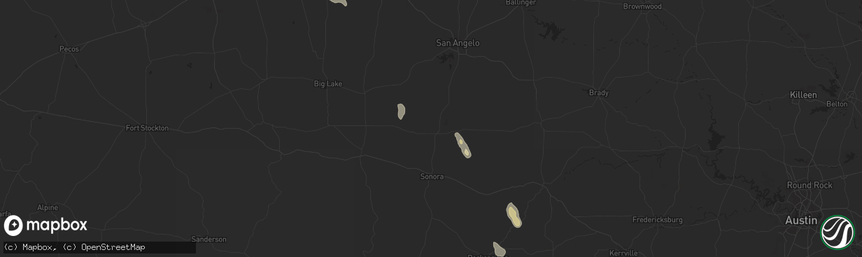 Hail map in Eldorado, TX on May 25, 2023