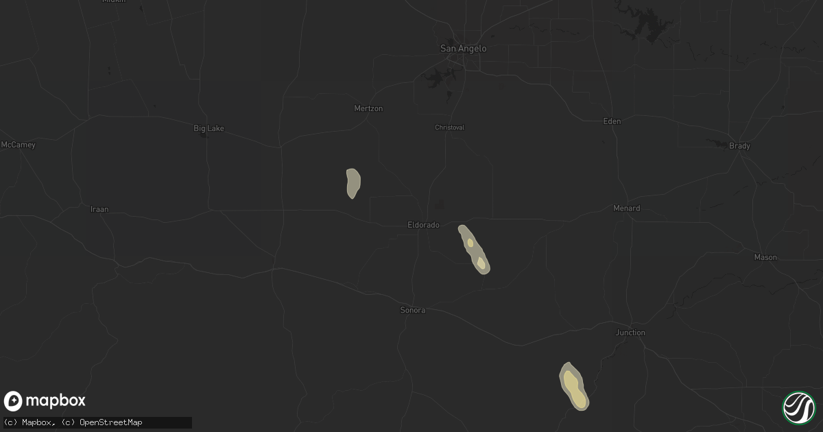 Hail map in Eldorado, TX on May 25, 2023
