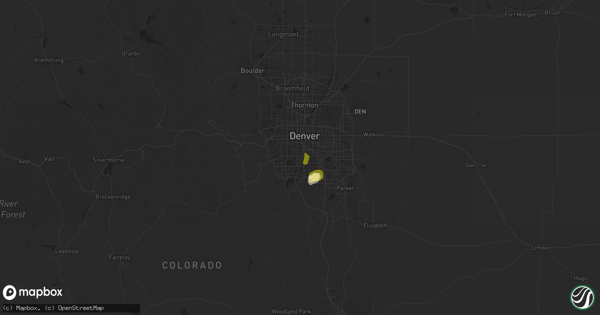 Hail map in Englewood, CO on May 25, 2023